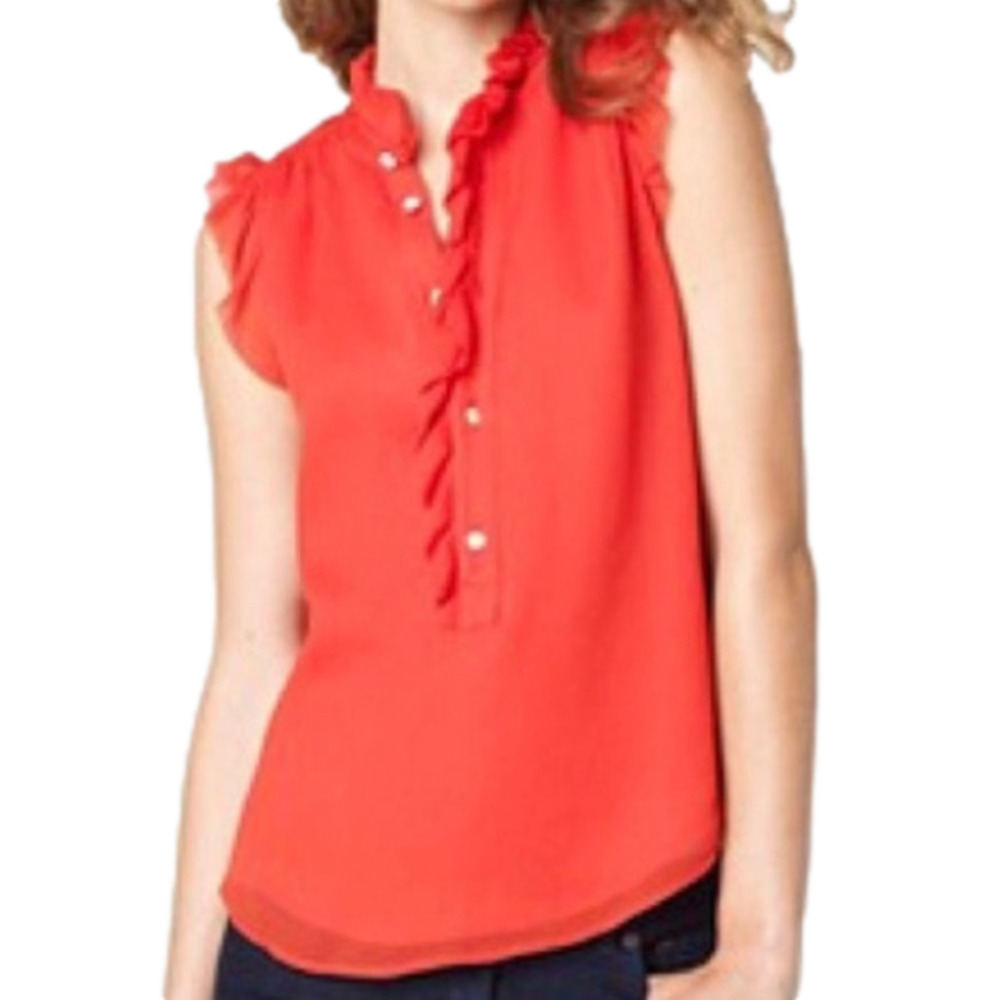 J. Crew Natasha 100% Silk Ruffle Sleeve Tank Top